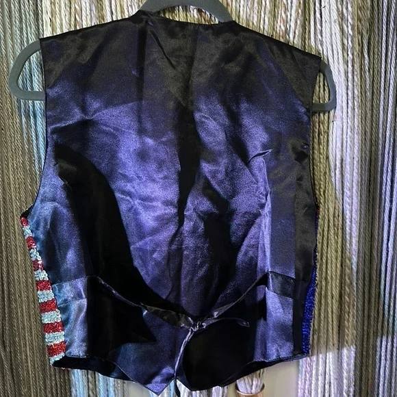 American Patriotic Pride Sequined Vest Size Medium excellent condition! - Picture 3 of 3